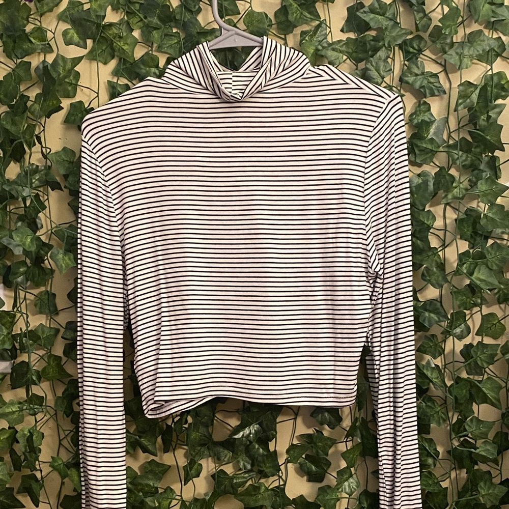 White And Black Strip Turtle Neck